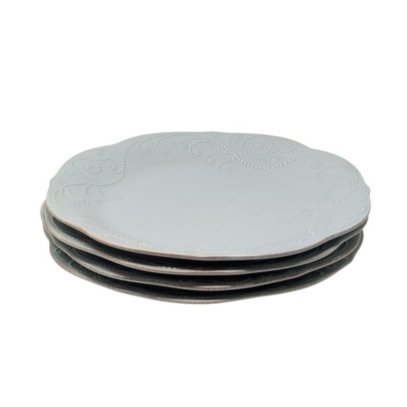 New Lenox French Perle Ice Blue 11" Dinner Plates Set of 4 - Picture 5 of 7